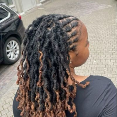 Artificial locs below midback
